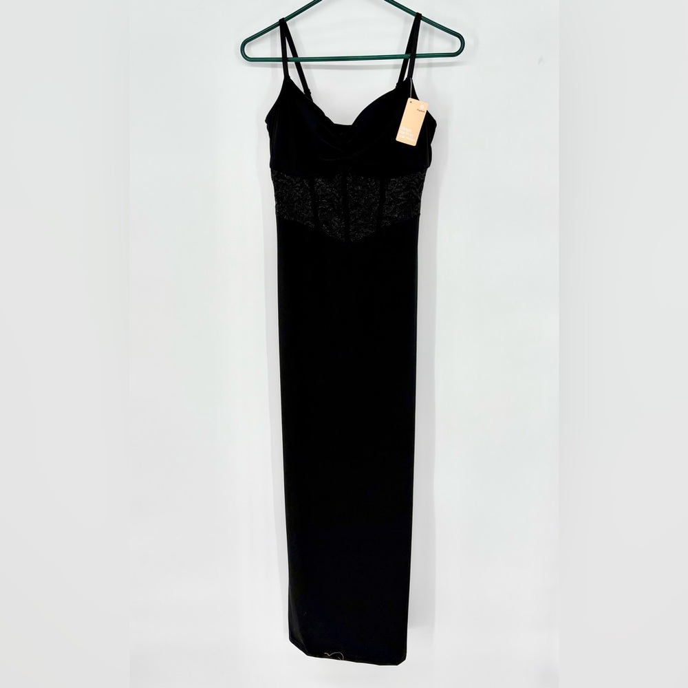 POPILUSH Shapewear Lace Inset Sculpting Mermaid Maxi Slip Dress - Picture 7 of 16